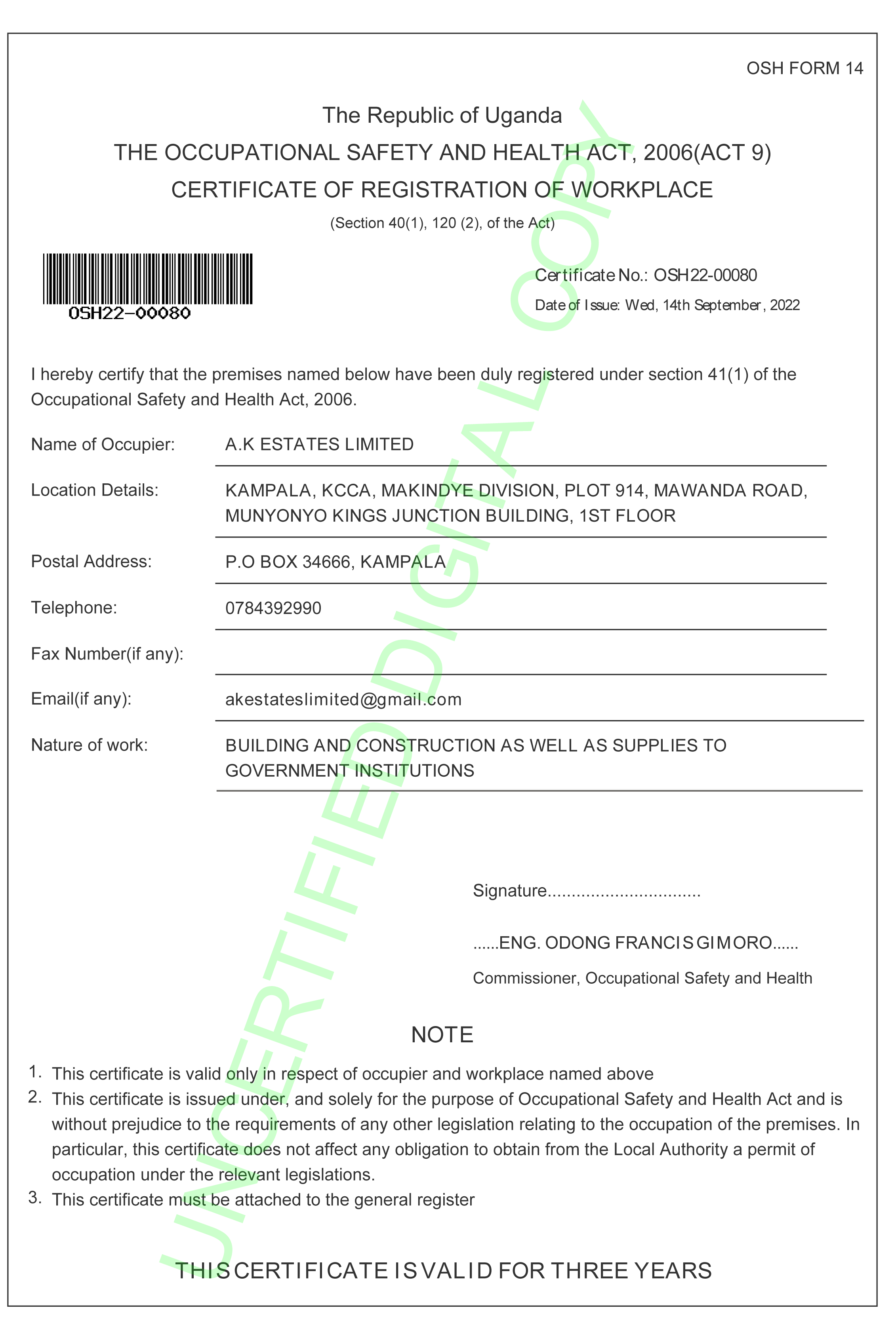 Certificate
