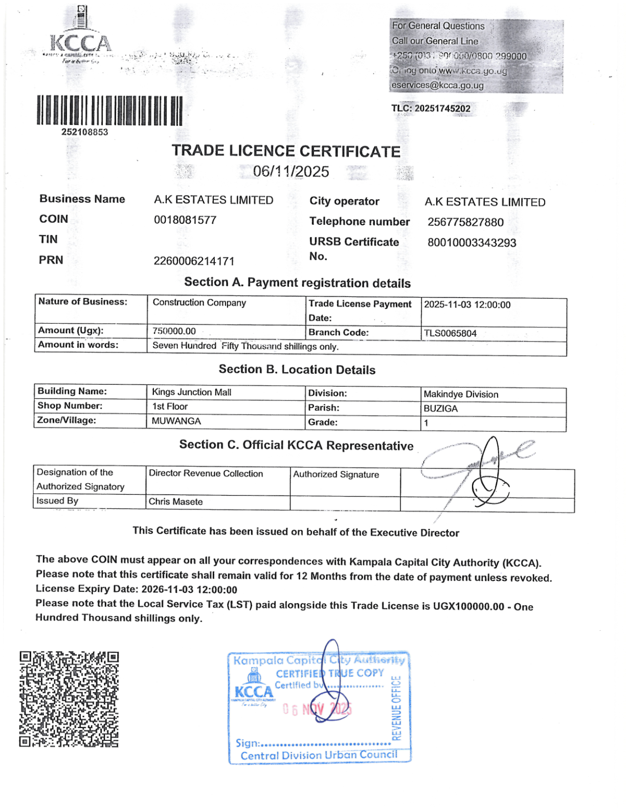 Certificate